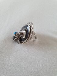 anello verdone rombo con pendagli