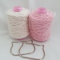 SET COTONE SPESSO ROSA/PANNA GR 500+MANICI GATTO